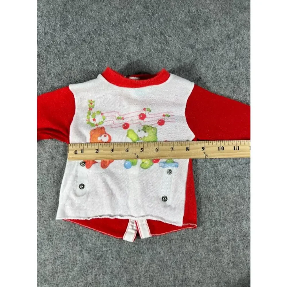 VTG 70s 80s Carters Care Bears Christmas Crewneck Sweater Infant 12mos Back Snap
